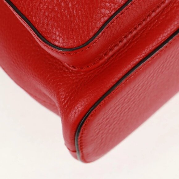GUCCI Bamboo Backpack Leather Red Silver 370833 Auth 158958V main image 11